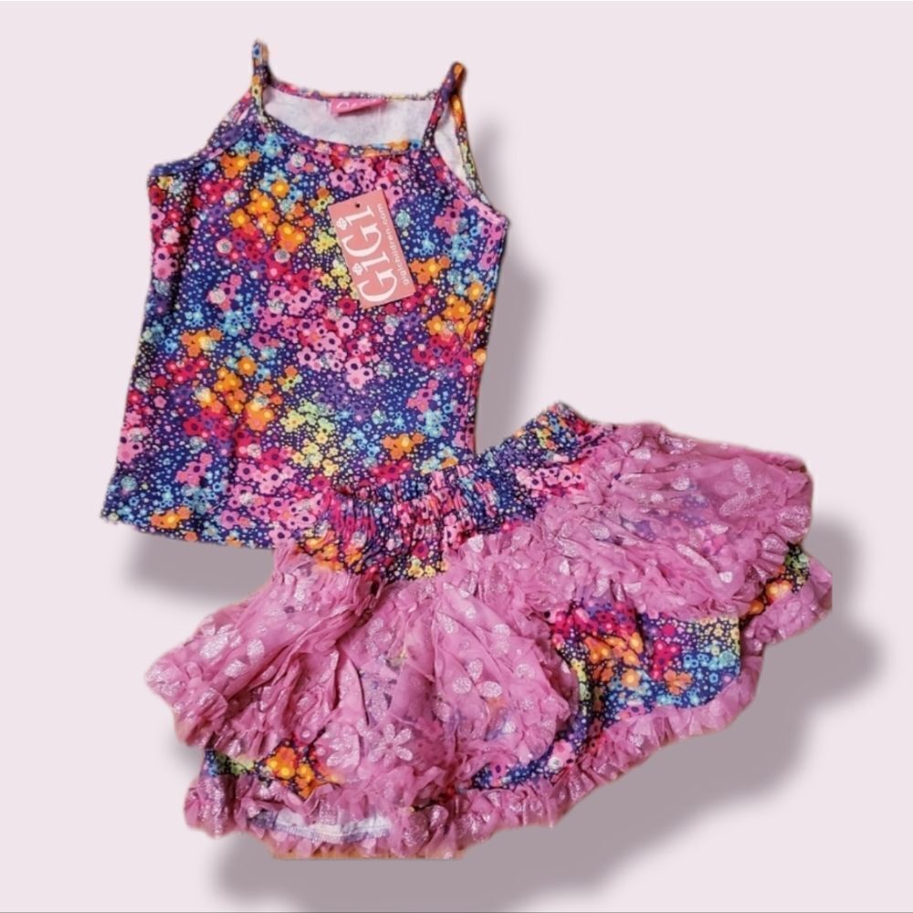 NWT Gigi Baby | Rainbow Tank & Tutu Skirt Set